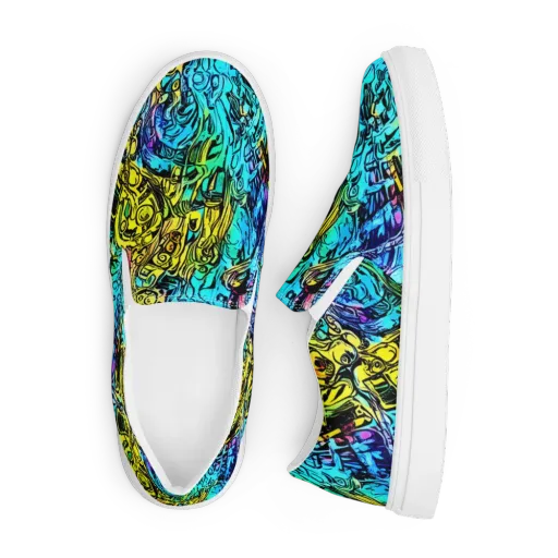 Cyan Frenzy on a Men's Slip-On Canvas Shoes