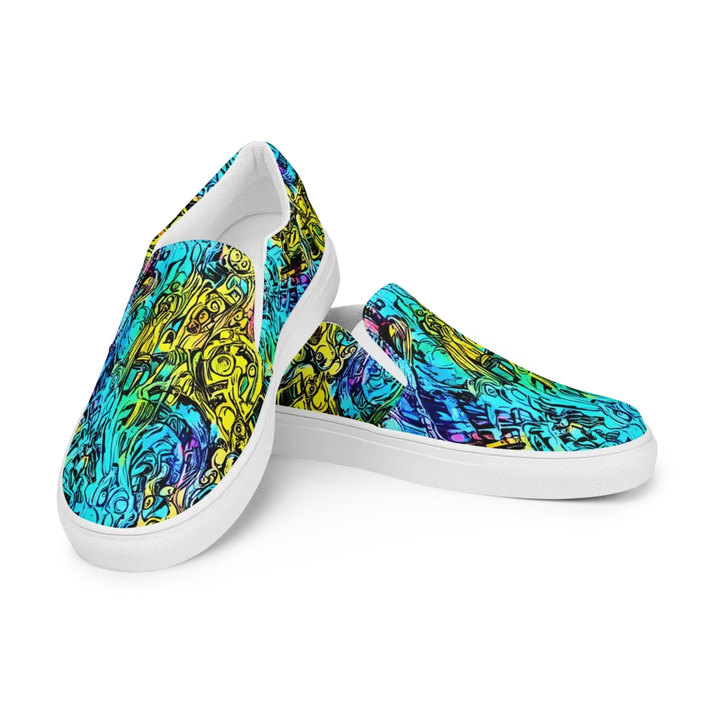 Cyan Frenzy on Women's Slip-On Canvas Shoes — Left Front