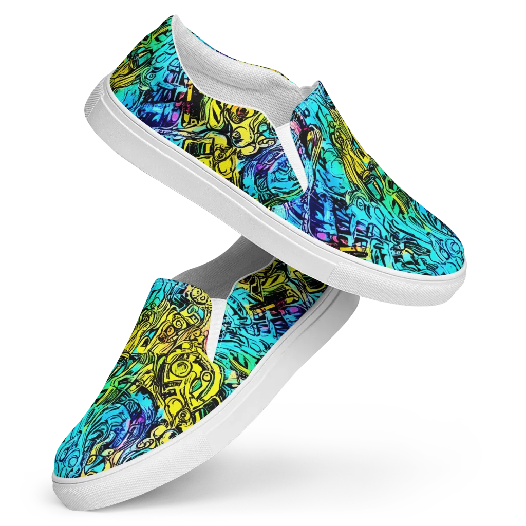 Cyan Frenzy on Women's Slip-On Canvas Shoes — Front