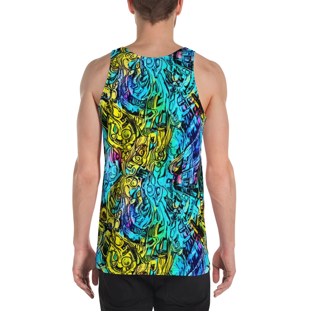 Cyan Frenzy on Men's Tank Top — Back