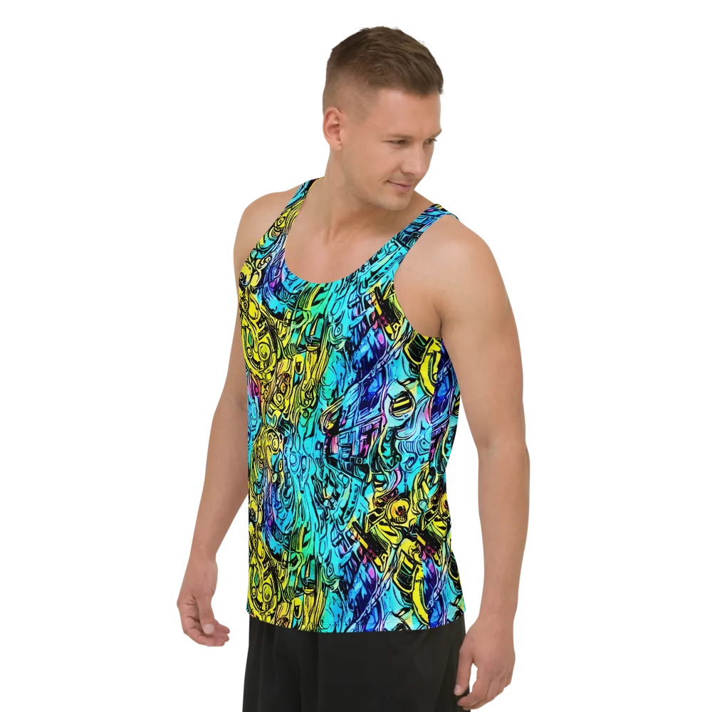 Cyan Frenzy on Men's Tank Top — Left Front