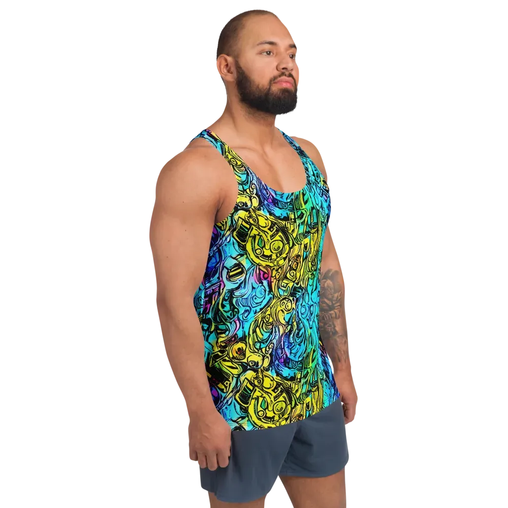 Cyan Frenzy on Men's Tank Top — Right Front