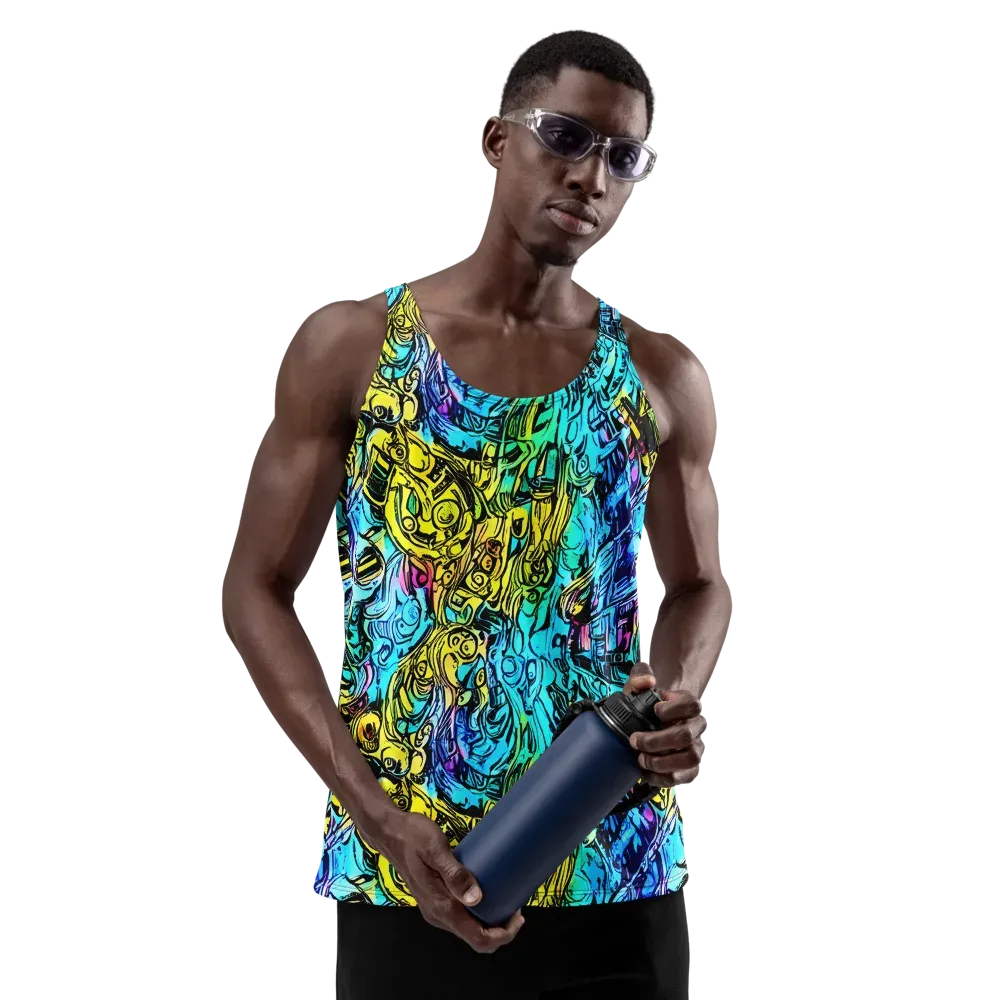 Cyan Frenzy on Men's Tank Top — Front