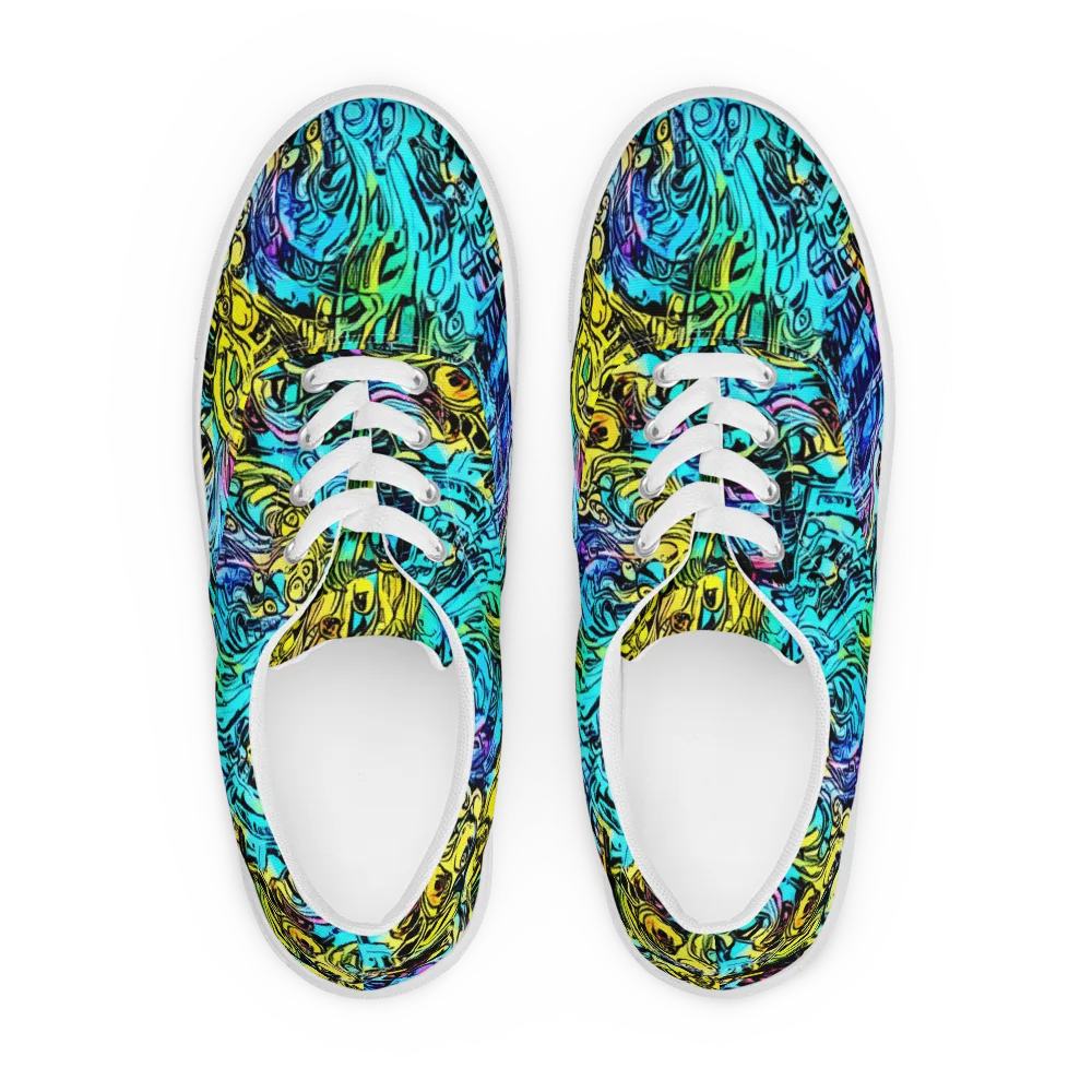 Cyan Frenzy on Men's Lace-Up Canvas Shoes — Front