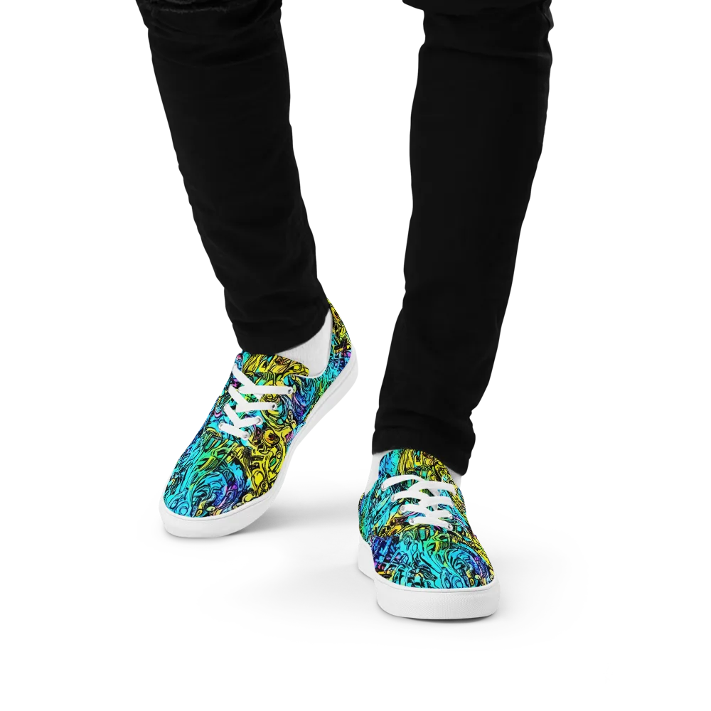 Cyan Frenzy on Men's Lace-Up Canvas Shoes — Front