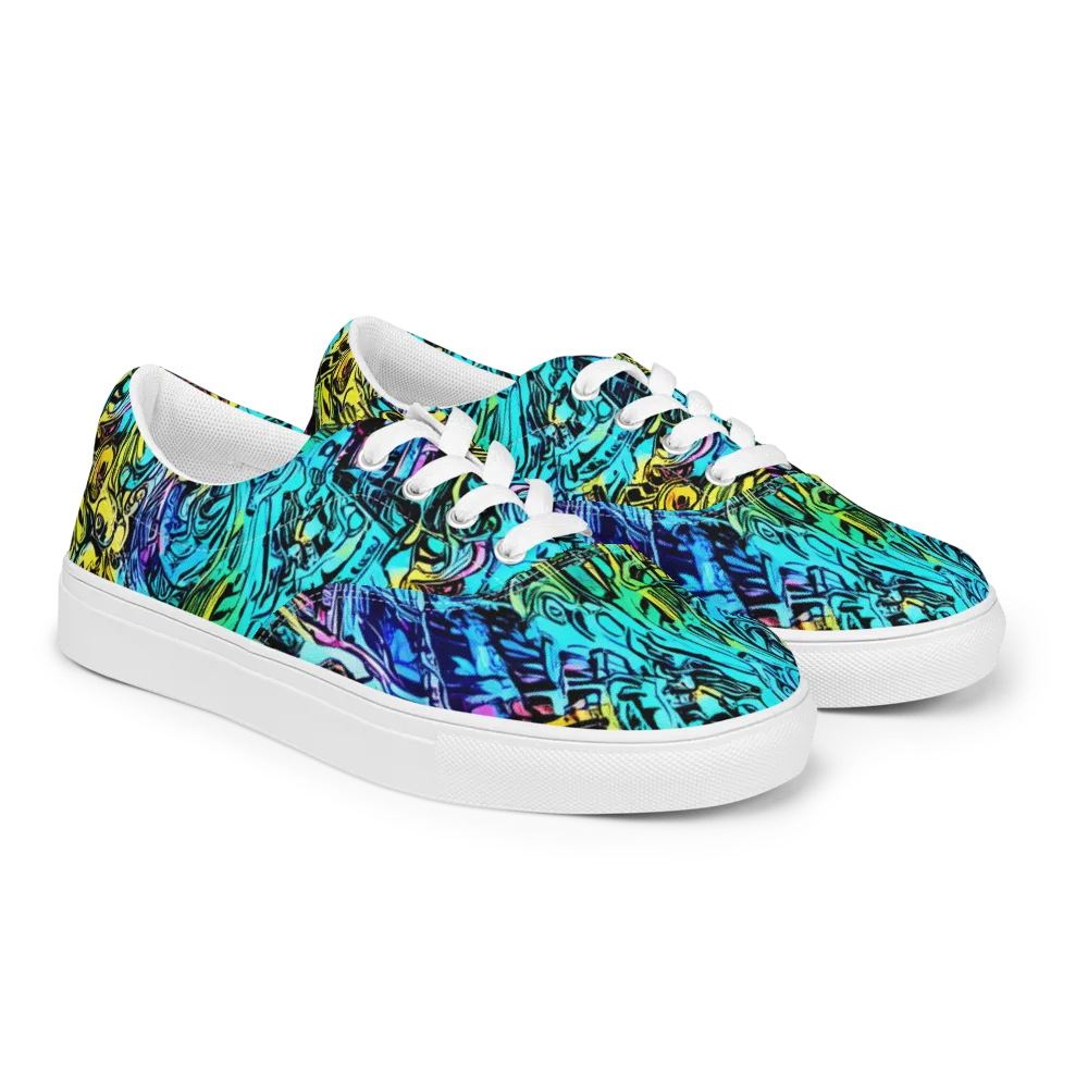 Cyan Frenzy on Men's Lace-Up Canvas Shoes — Right Front