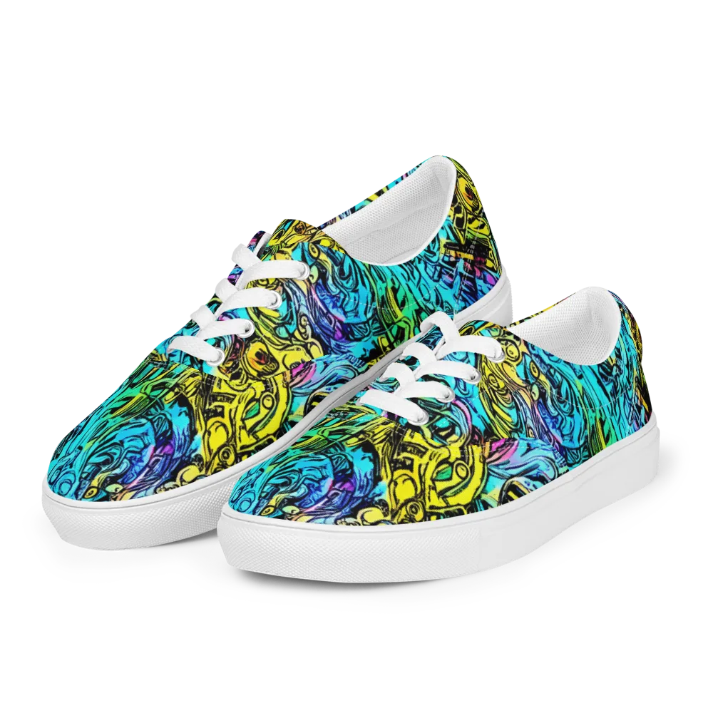 Cyan Frenzy on Men's Lace-Up Canvas Shoes — Left Front