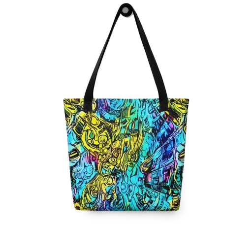 Cyan Frenzy on a Tote Bag