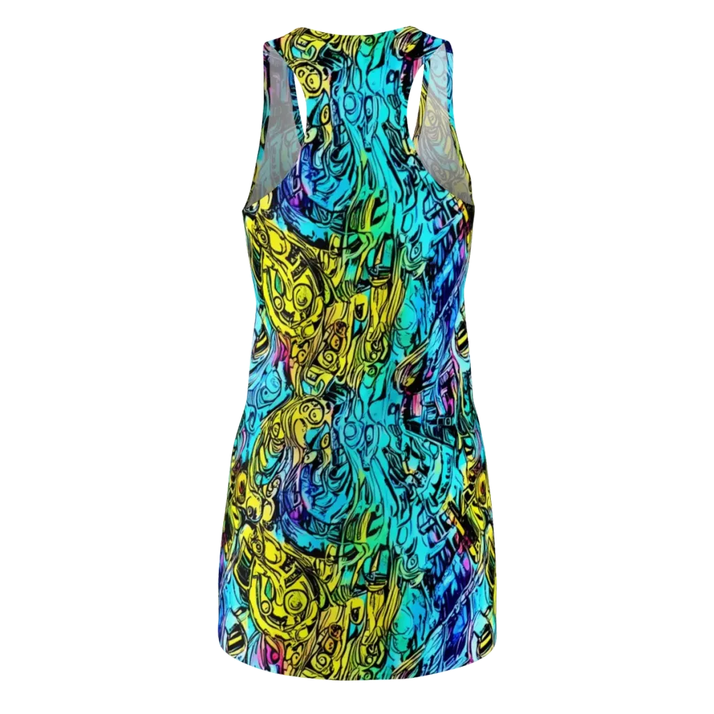 Cyan Frenzy on Racerback Dress — Back