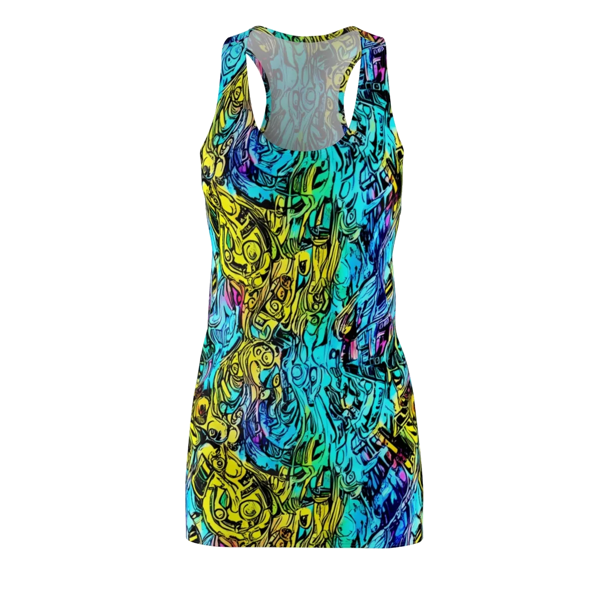 Cyan Frenzy on Racerback Dress — Front