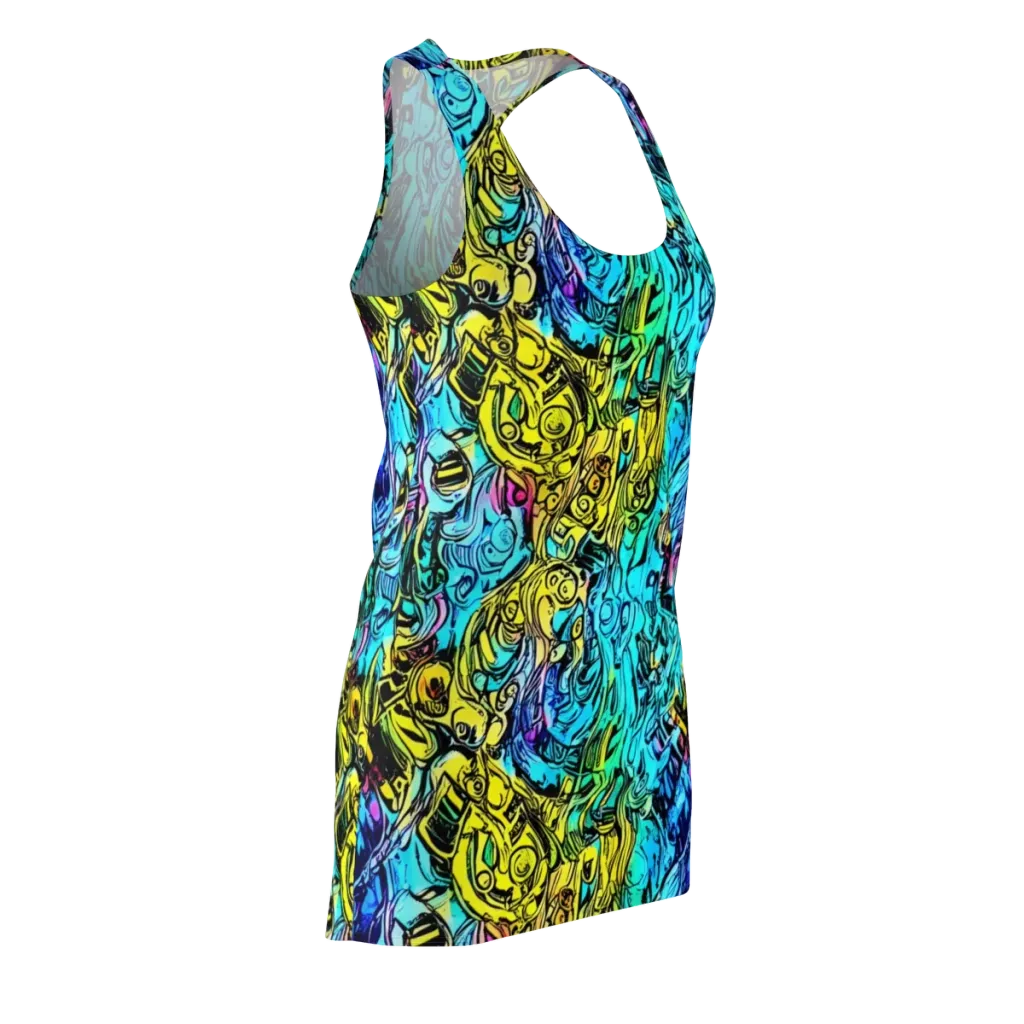 Cyan Frenzy on Racerback Dress — Front Side