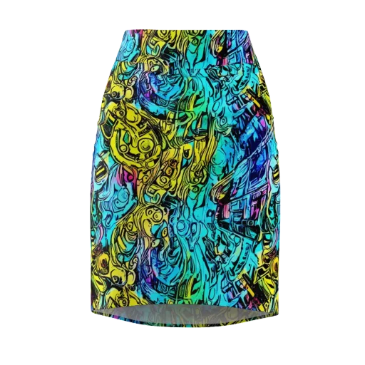 Cyan Frenzy on a Pencil Skirt