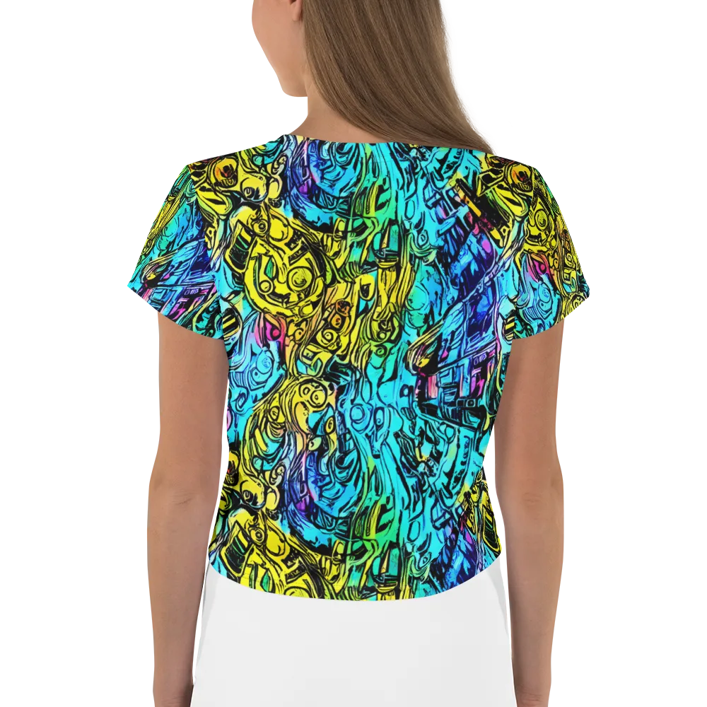 Cyan Frenzy on Crop Tee — Back