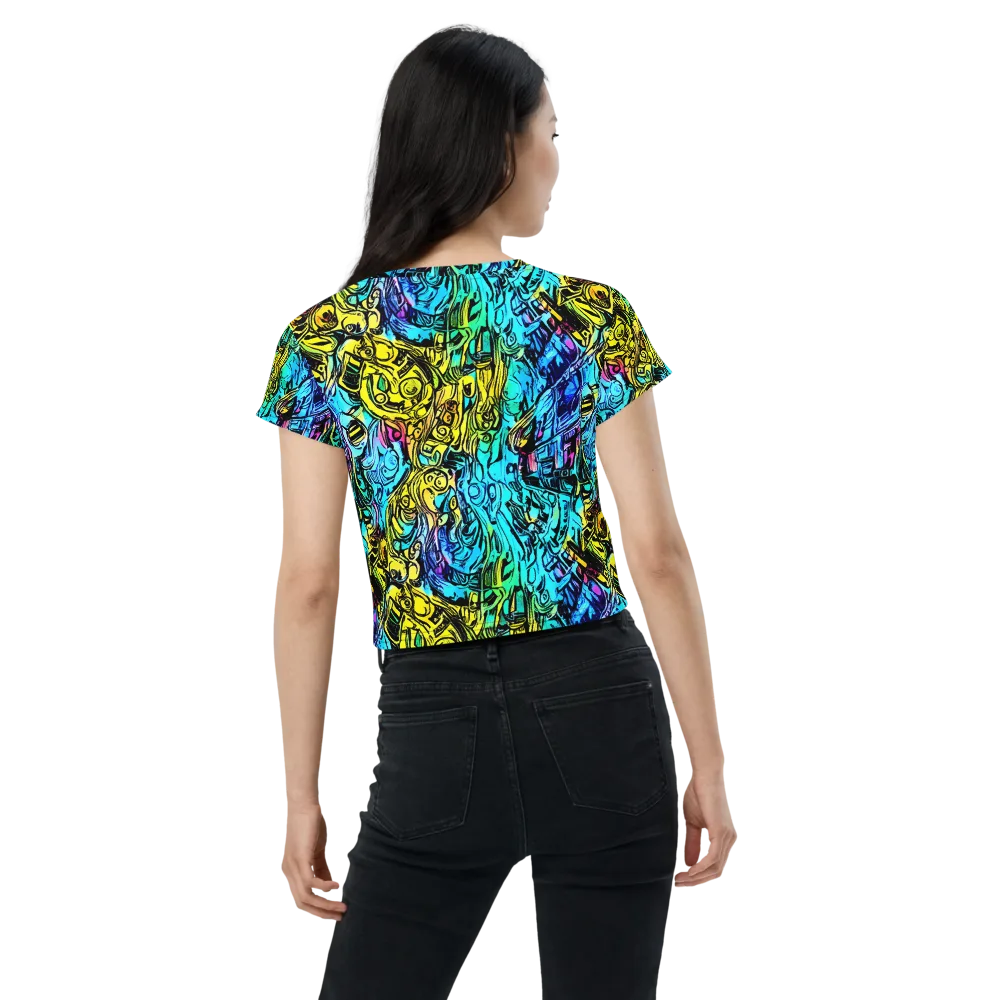 Cyan Frenzy on Crop Tee — Back