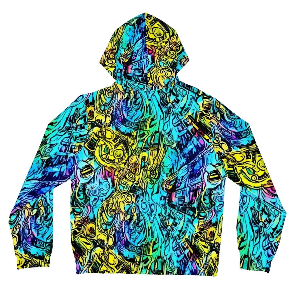Cyan Frenzy on Women's Full-Zip Hoodie — Back