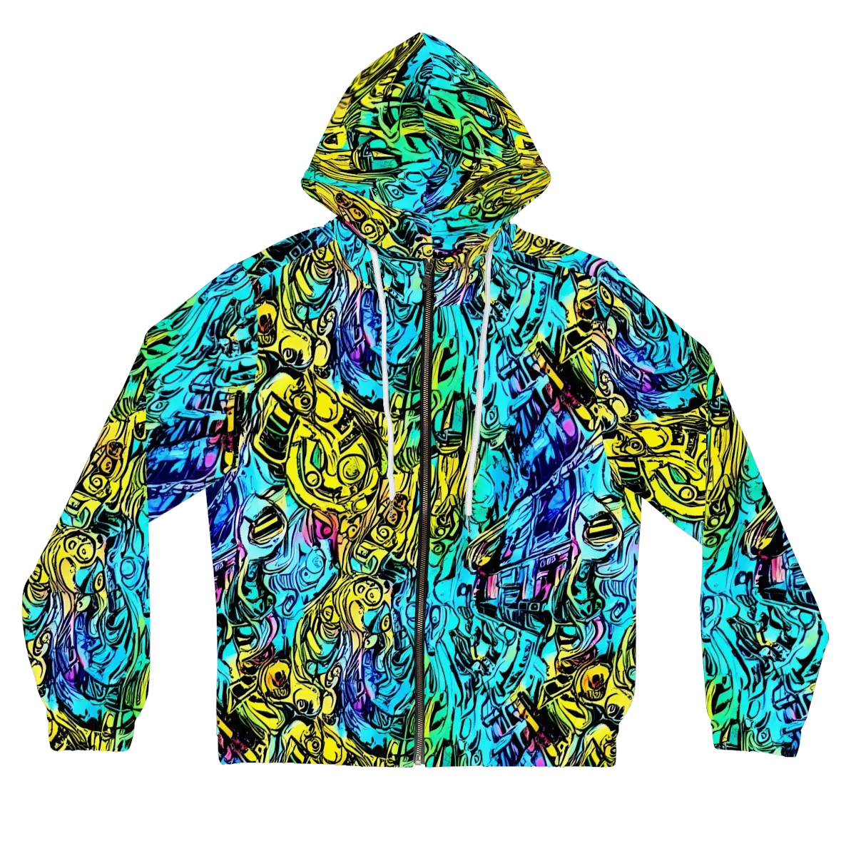 Cyan Frenzy on Women's Full-Zip Hoodie — Front