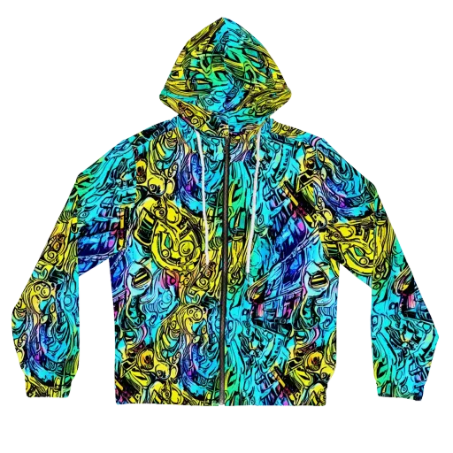 Cyan Frenzy on a Women's Full-Zip Hoodie