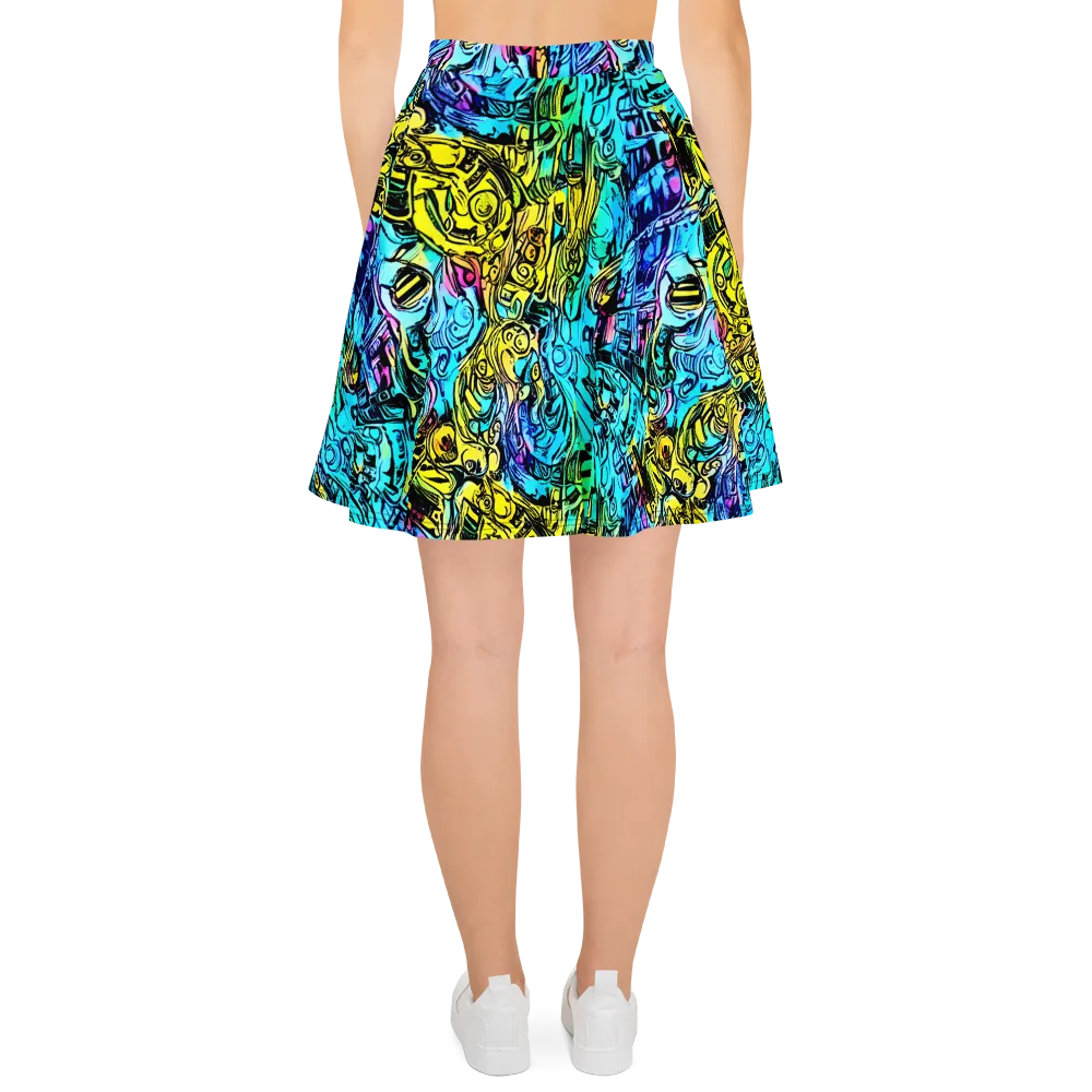 Cyan Frenzy on Skater Skirt — Back