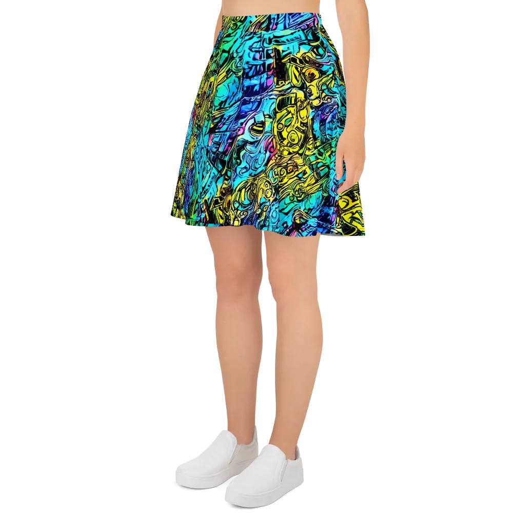 Cyan Frenzy on Skater Skirt — Left