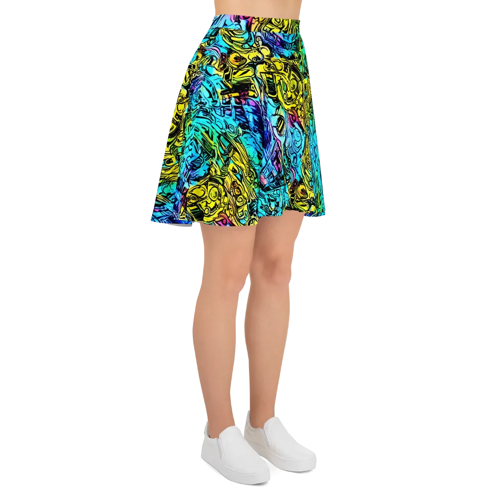 Cyan Frenzy on Skater Skirt — Right