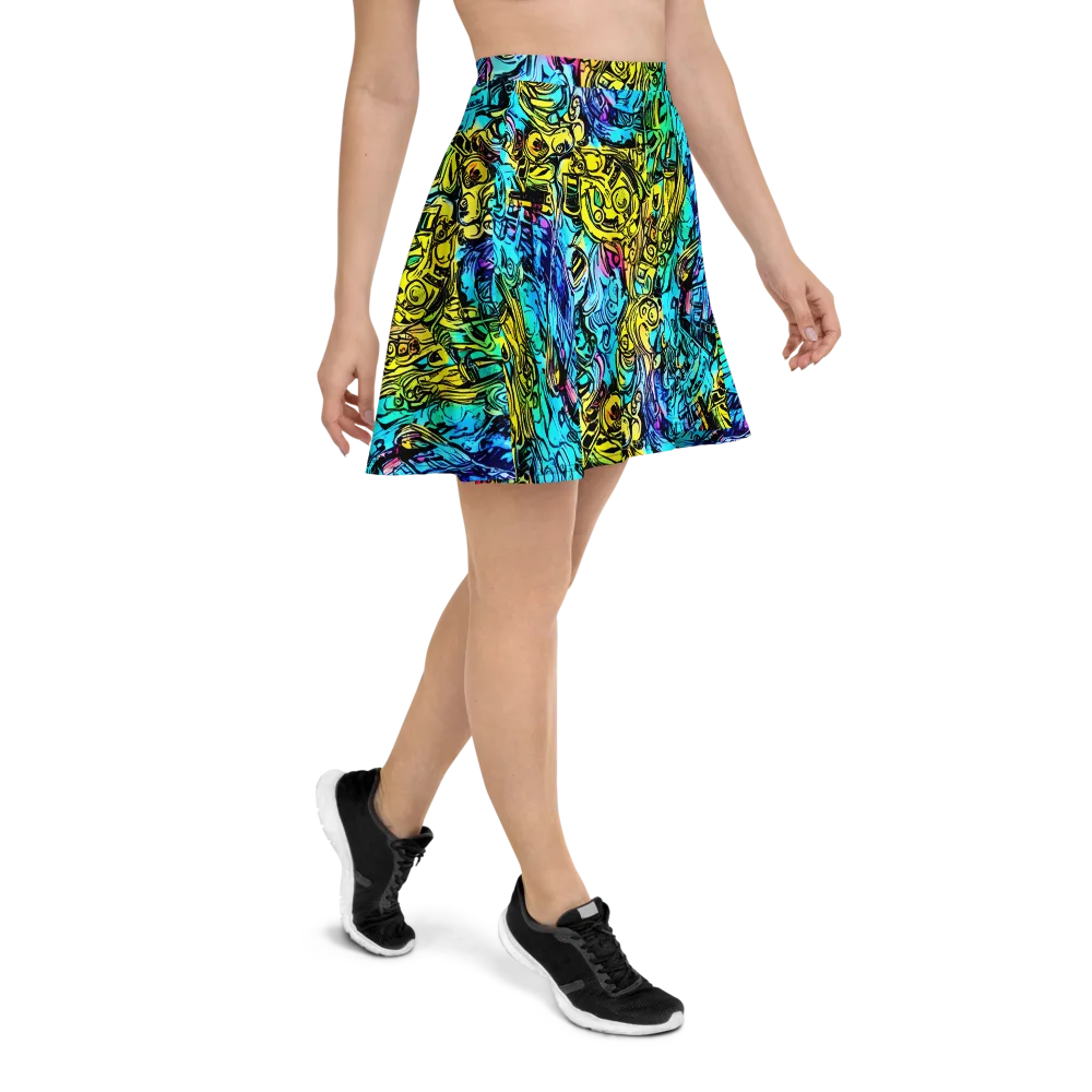 Cyan Frenzy on Skater Skirt — Right