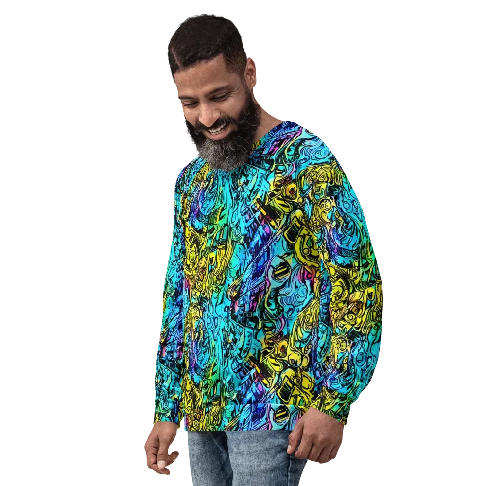 Cyan Frenzy on Sweatshirt — Left Front