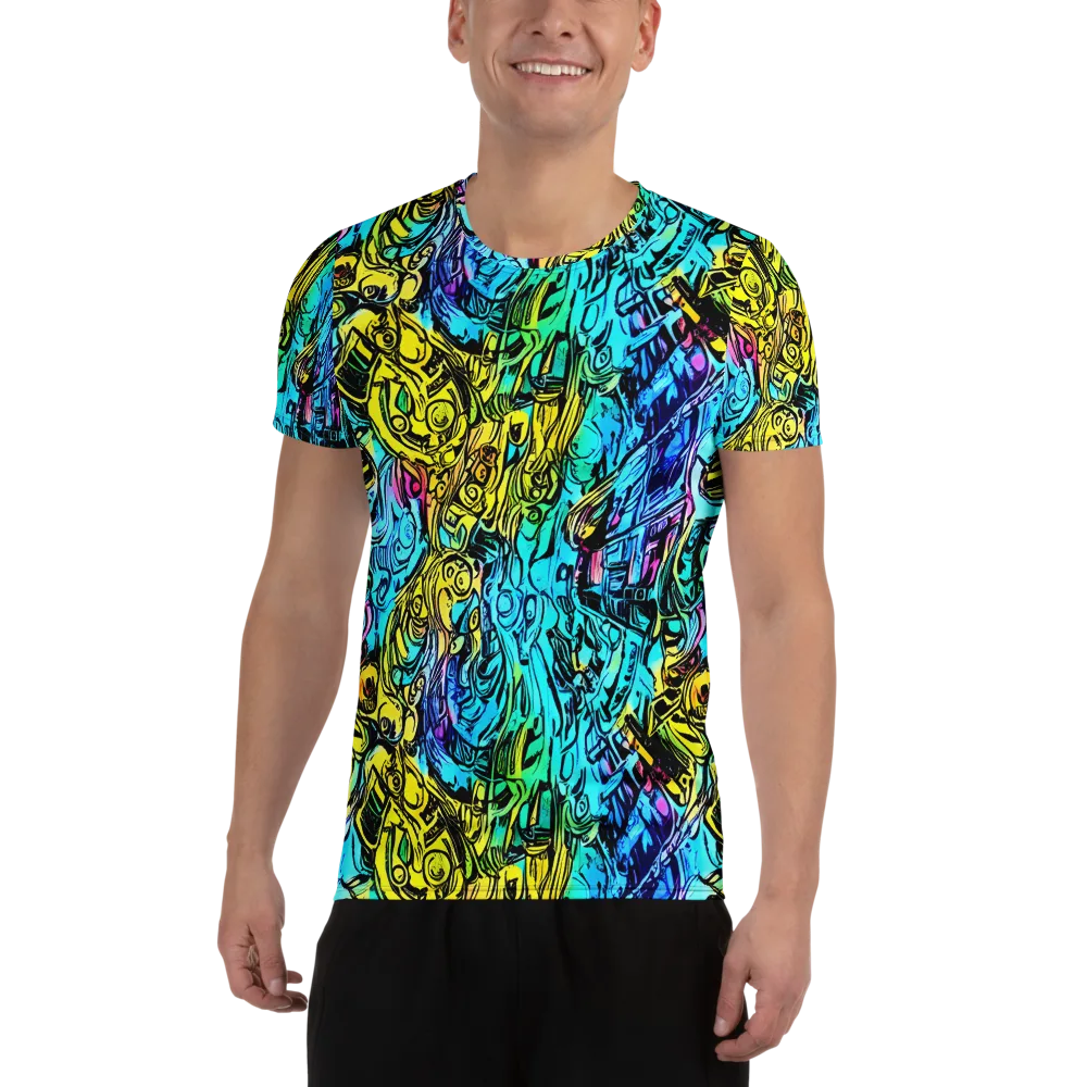 Cyan Frenzy on Men's Athletic T-Shirt — Front