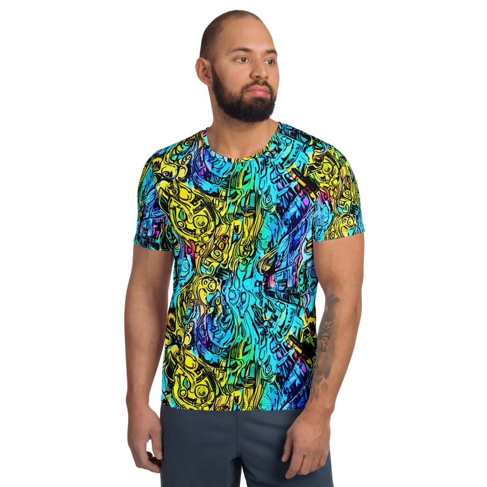 Cyan Frenzy on Men's Athletic T-Shirt — Front