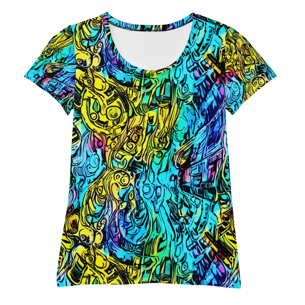 Cyan Frenzy on Women's Athletic T-Shirt — Front