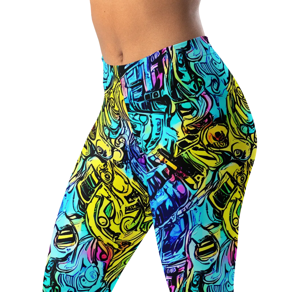 Cyan Frenzy on Leggings — Left Front