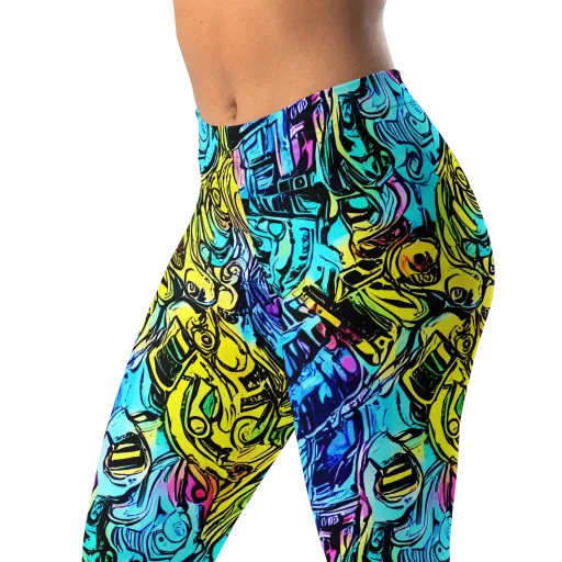 Cyan Frenzy on a Leggings