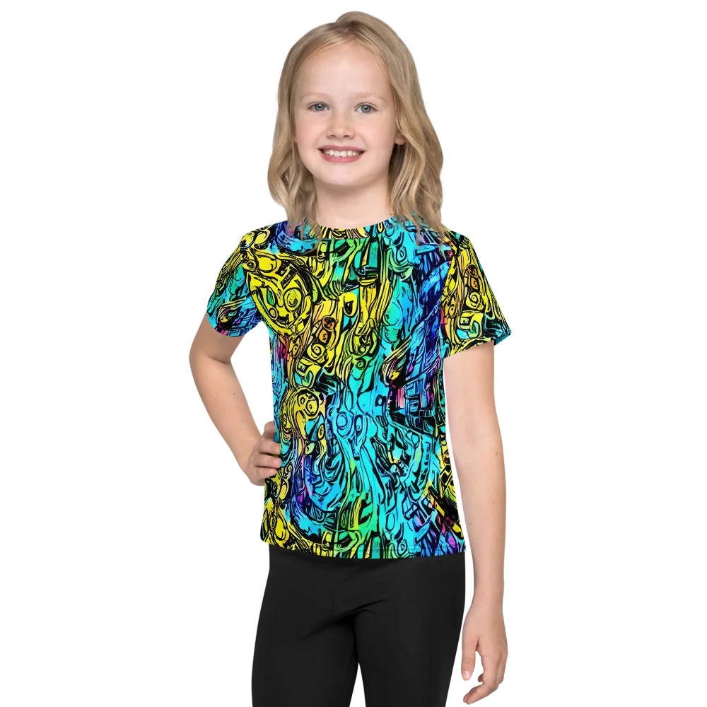 Cyan Frenzy on Kids Crew Neck T-Shirt — Front