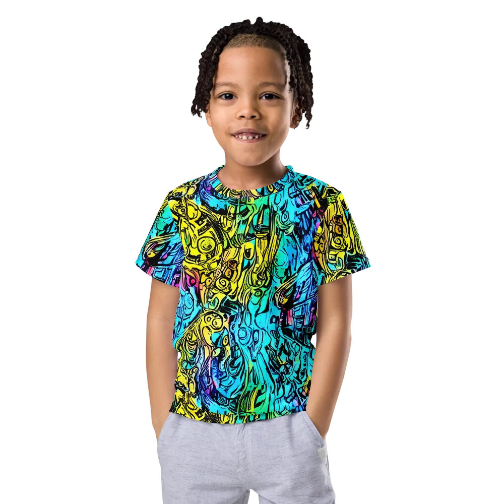 Cyan Frenzy on Kids Crew Neck T-Shirt — Front
