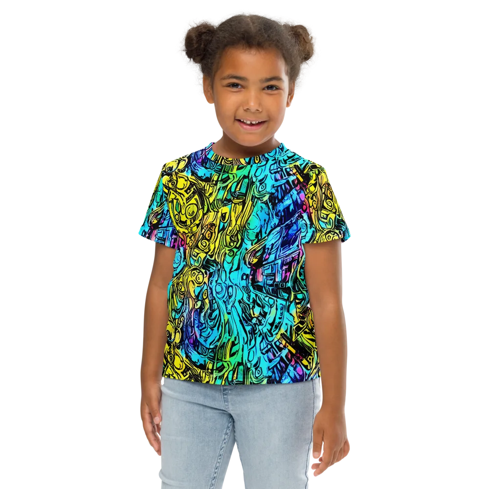 Cyan Frenzy on Kids Crew Neck T-Shirt — Front