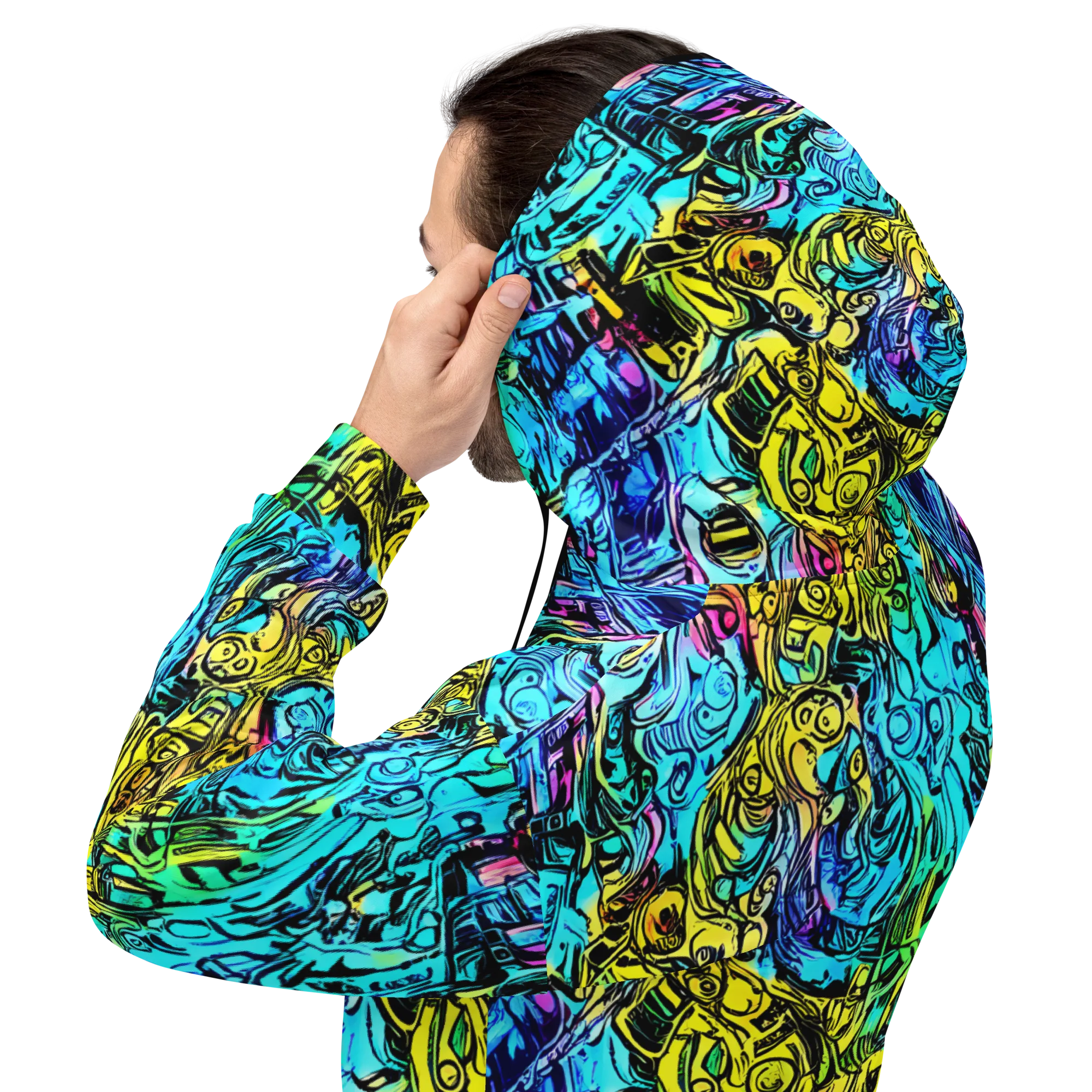 Cyan Frenzy on Hoodie — Back
