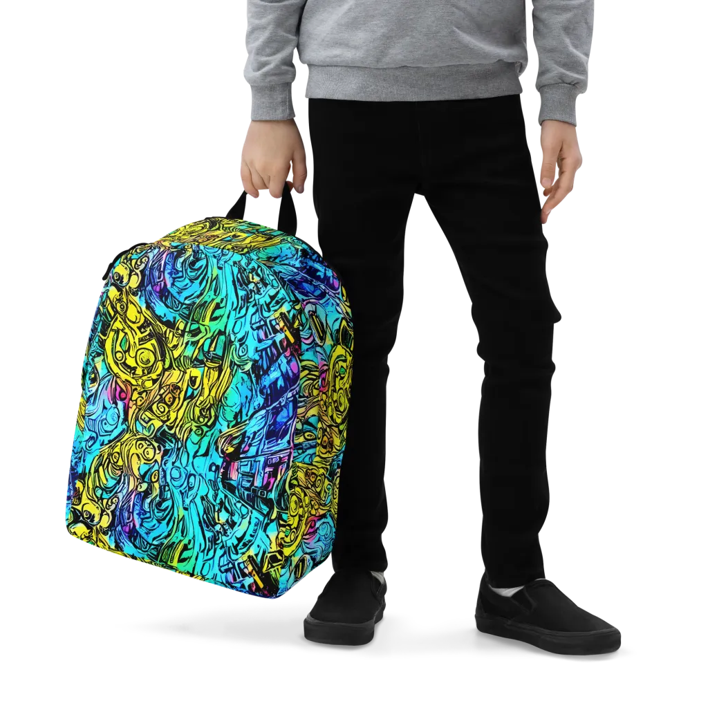 Cyan Frenzy on Minimalist Backpack — Zoomed-in