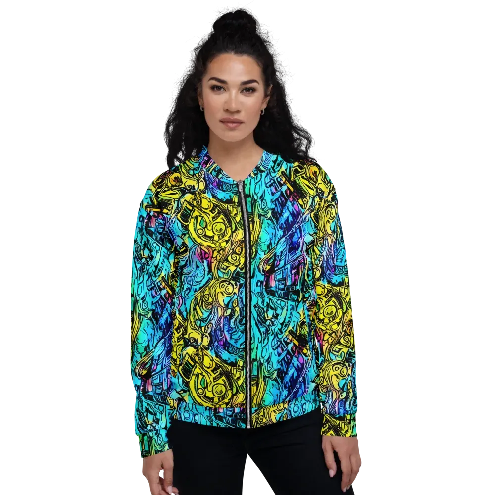 Cyan Frenzy on Bomber Jacket — Front
