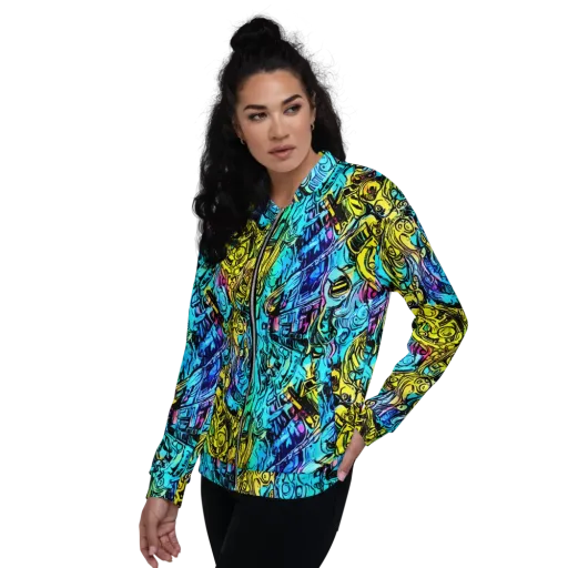 Cyan Frenzy on a Bomber Jacket