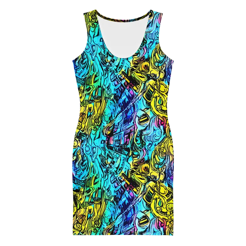 Cyan Frenzy on Bodycon Dress — Front