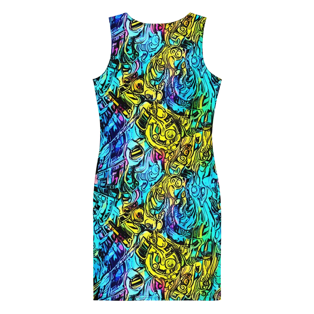 Cyan Frenzy on Bodycon Dress — Back