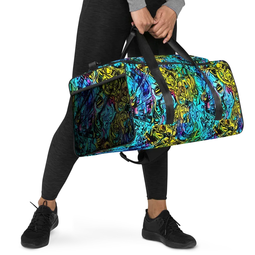 Cyan Frenzy on Duffle Bag — Right Front