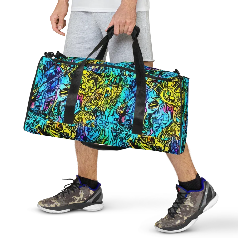 Cyan Frenzy on Duffle Bag — Front