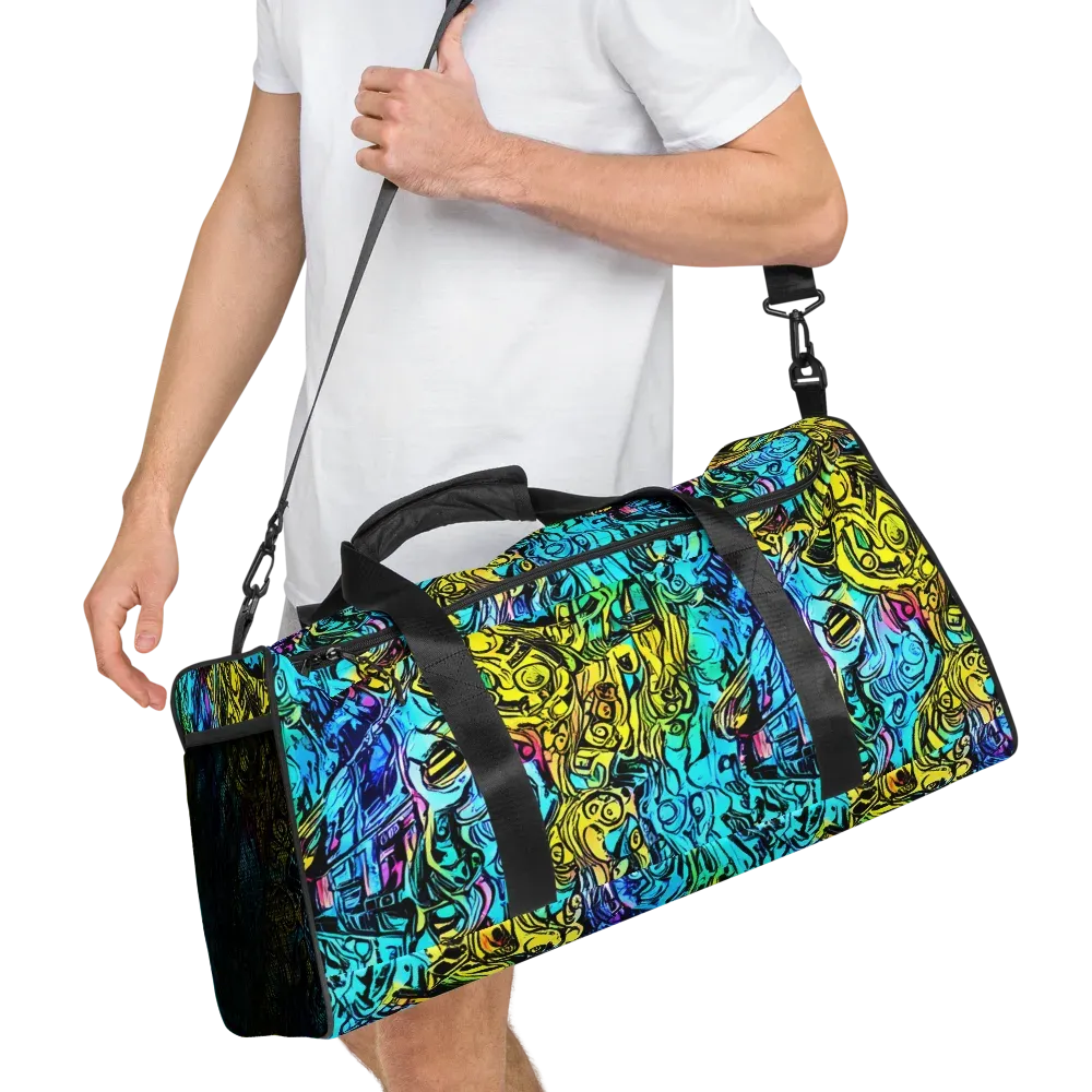 Cyan Frenzy on Duffle Bag — Right Front