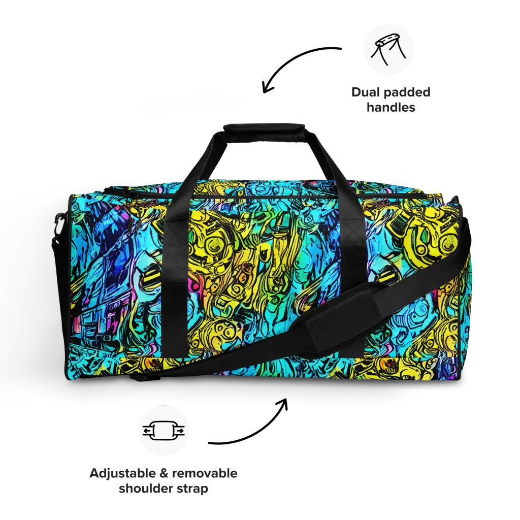 Cyan Frenzy on Duffle Bag — Front