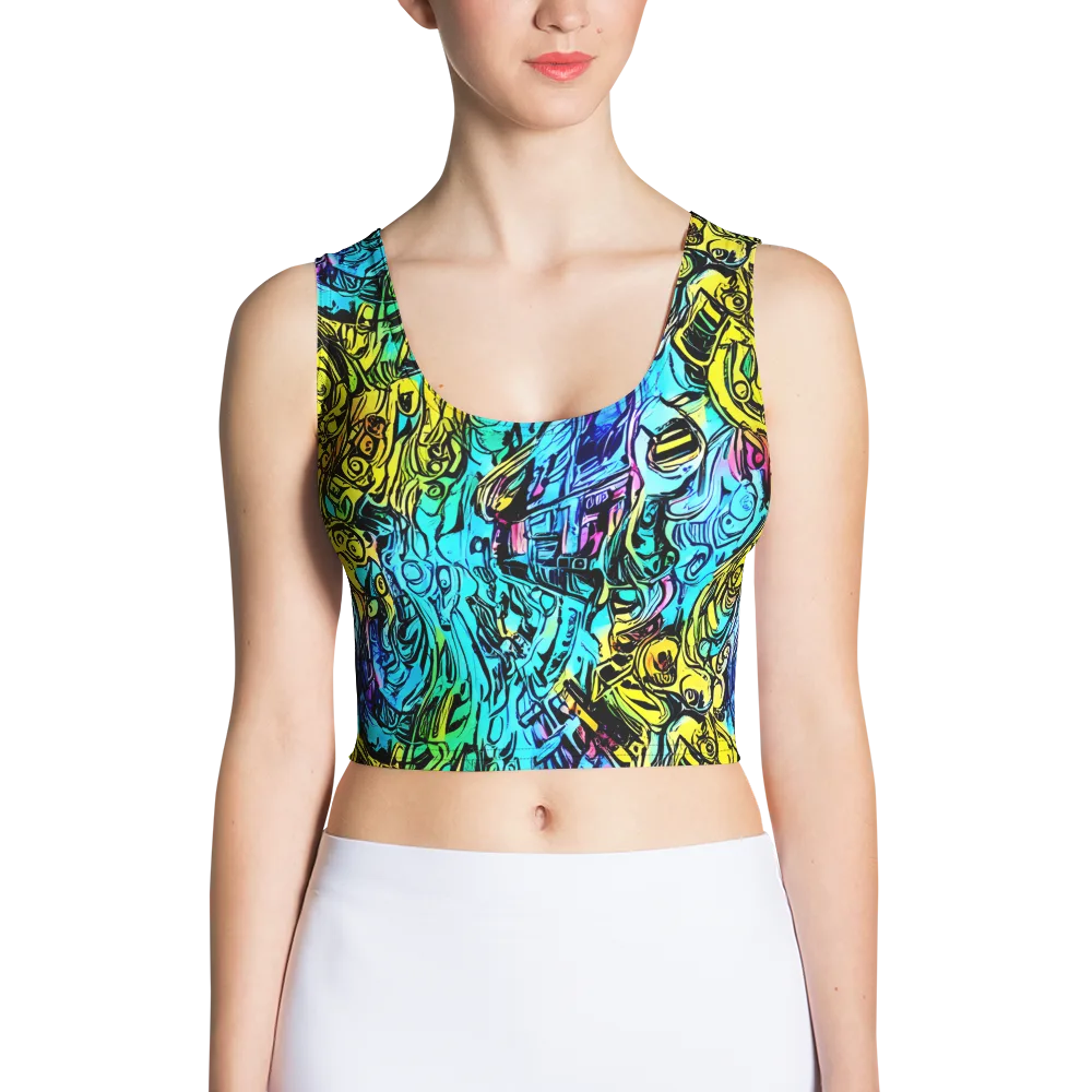 Cyan Frenzy on Crop Top — Front
