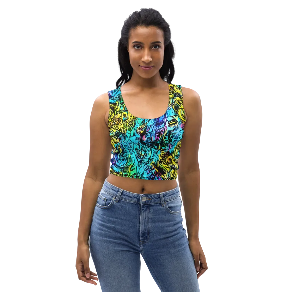 Cyan Frenzy on Crop Top — Front