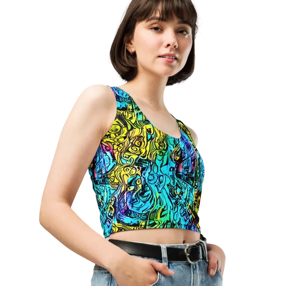 Cyan Frenzy on Crop Top — Right Front
