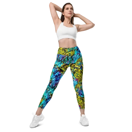 Cyan Frenzy on a Leggings with Pockets