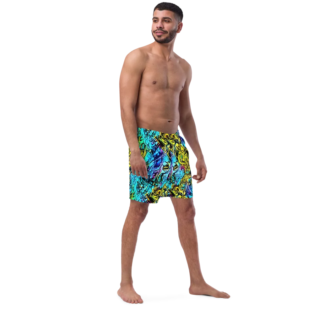 Cyan Frenzy on Swim Trunks — Right Front