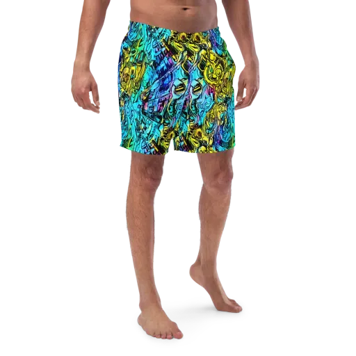 Cyan Frenzy on a Swim Trunks